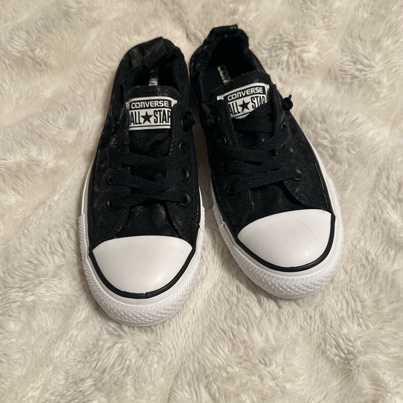 NWOT Converse Black and White All Star Sneakers with Shimmer Print Design - Picture 1 of 6